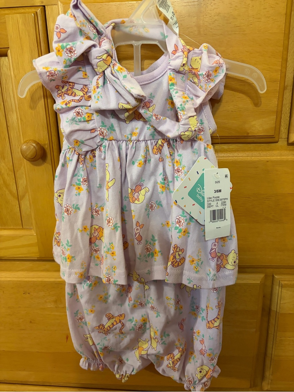 Disney Baby Girls Lilac Purple w/Winnie the Pooh Three Piece Set Size 3-6 Months